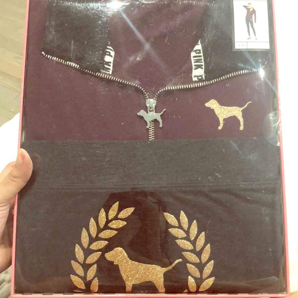 PINK half zip up sweater and leggings set